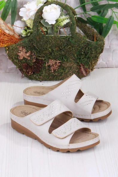 Fort 160161 Bej Rahat Esnek Anatomik Kadın Terlik - Resim 3