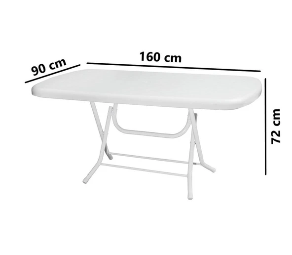 Omnipazar MT-GFM230 Prima Grande Plastik Dikdörtgen Bahçe Balkon Masa 90x160 cm Beyaz - 2