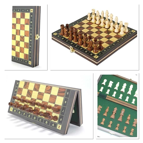 Ahşap Mıknatıslı Hazneli Satranç Takımı ürün görseli 1