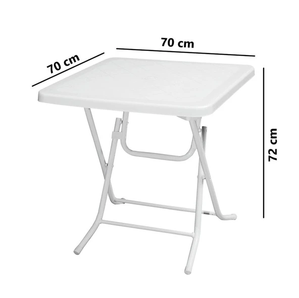 Omnipazar MT-GFM235 Prima Sorgente Plastik Kare Bahçe Balkon Masa 70x70 cm Beyaz - 2