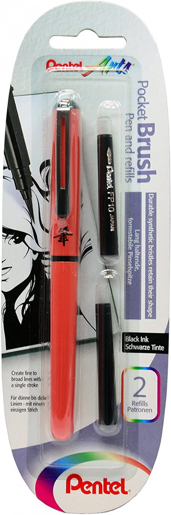 Pentel Arts Pocket Brush Cep Tipi Fırça Uçlu Kalem - Turuncu-XGFKP-FP10