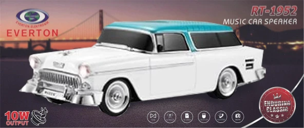EVERTON RT-1950 Beyaz Arabalı Bluetooth Fm-Usb-Tf-Aux Şarjlı Nostaljik Radyo