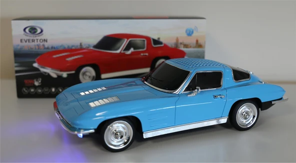 EVERTON RT-1956 Mavi (Blue) Arabalı Bluetooth Fm-Usb-Tf-Aux Şarjlı Nostaljik Radyo