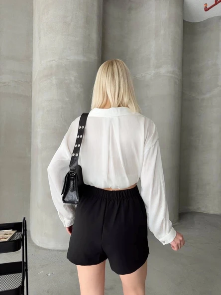 Tek yırtmajlı şort etek - 2