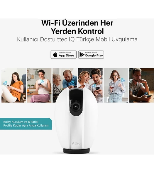 Ttec Wizi Pro Full Hd 360 Derece Tak Çalıştır Wi-Fi Akıllı Kamera - Resim 9