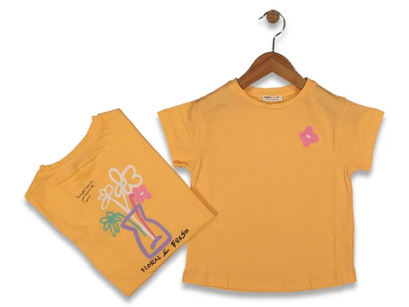 Kız Çocuk Çiçek Baskılı Tişört BGL-ST04451 - 3