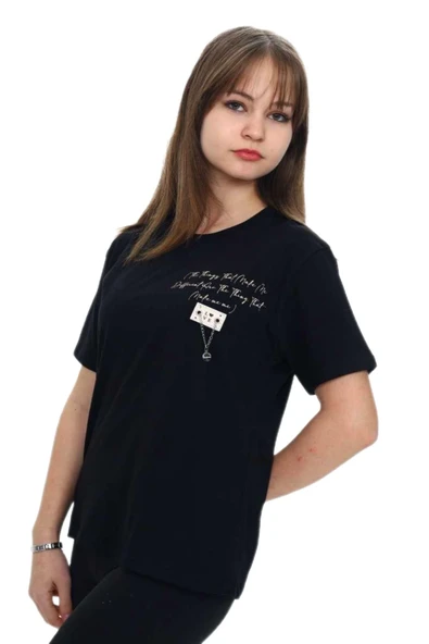 Kız Çocuk Love Zincir Armalı Tişört  BGL-ST04447 - Resim 2