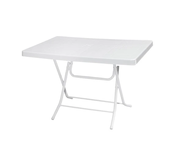 Omnipazar MT-GFM240 Prima Roccia Plastik Kare Bahçe Balkon Masa 70x110 cm Beyaz
