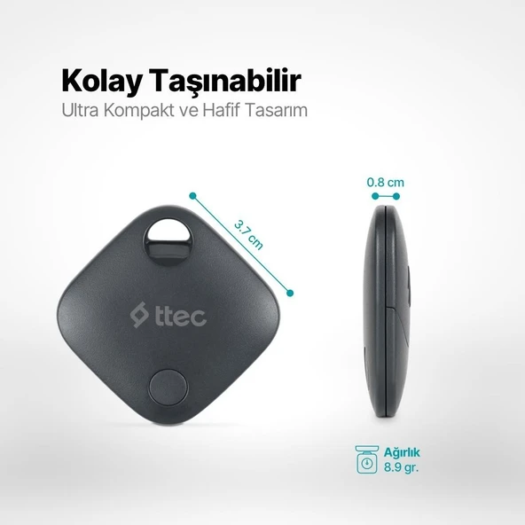 Ttec Spoti Apple Lisanslı Bul Uygulaması Uyumlu Sesli Uyarı Bildirimli Akıllı Takip Cihazı - 5