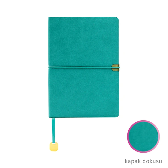 Rüya Gibi Notlar: İdil Sayfalı Turkuaz Çizgili Defter - Altın Tokalı 14,5 x 21 cm