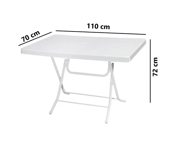 Omnipazar MT-GFM240 Prima Roccia Plastik Kare Bahçe Balkon Masa 70x110 cm Beyaz - 2
