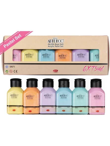 Artdeco Akrilik Boya Set Pastel Renkler 6x75ml