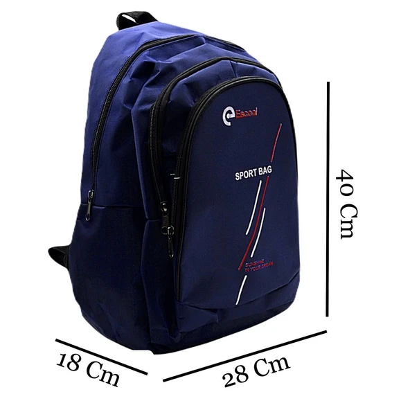 Gen-Of 3 Bölmeli Sport Bag Okul Sırt Çantası Çizgi Baskılı Lacivert KOD:702 - 2
