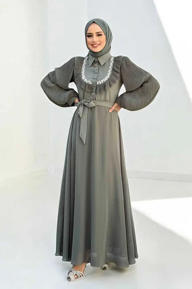 Pilise Kol Detaylı Elbise 3949 Mint