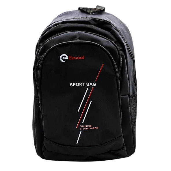 Gen-Of 3 Bölmeli Sport Bag Okul Sırt Çantası Çizgi Baskılı Siyah KOD:702