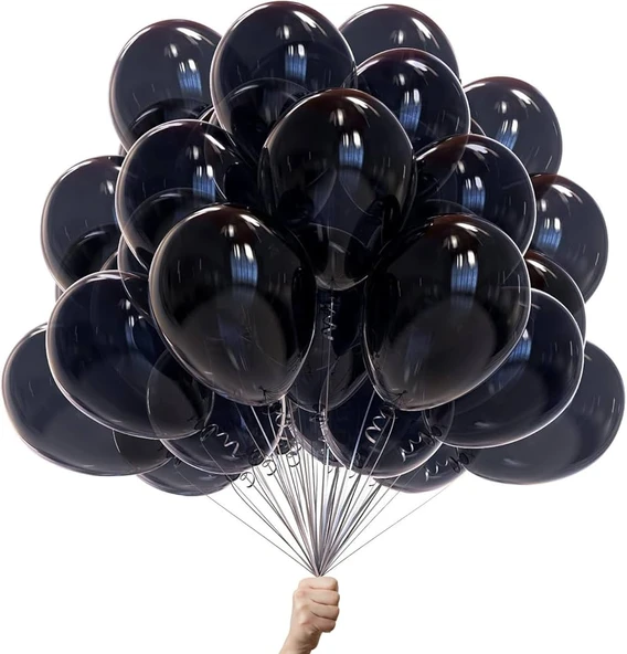 METALİK BALON SİYAH 50 ADET ürün görseli 1