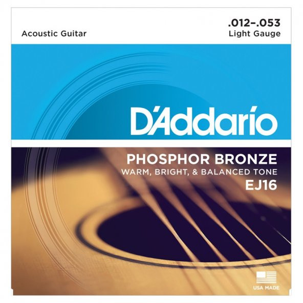 DADDARIO EJ16 AKUSTİK GİTAR TEL SETİ, PHOSPHOR-BRONZE, LIGHT GAU    