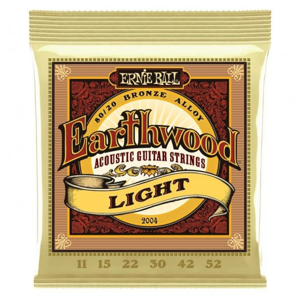 Ernie Ball P02004  Earthwood Light 80/20 Bronze 0.11 - 0.52 Akustik Gitar Teli