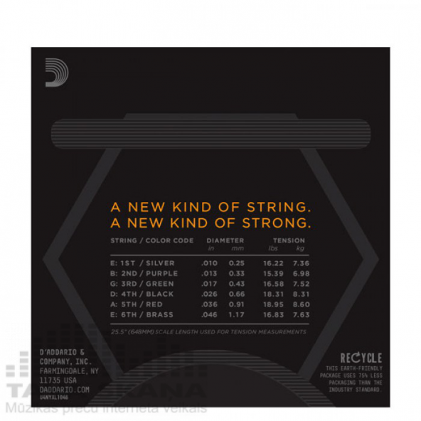 DADDARIO NYXL1046 ELEKTRO GİTAR TEL SETİ, REGULAR LIGHT (NICKEL-CARB D'ADDARIO, NYXL1046, ELEKTRO GİTAR TELİ SET 0.10-0.46 REGULAR LIGHT NİKEL VE YÜKSEK KARBONLU ÇELİK KARIŞIMI - 3