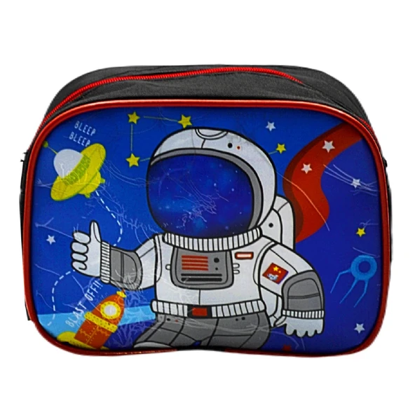 Gen-Of 2 Bölmeli Astronot Okul Sırt Çantası Ve Beslenme Çantası Siyah KOD:1309 - 6