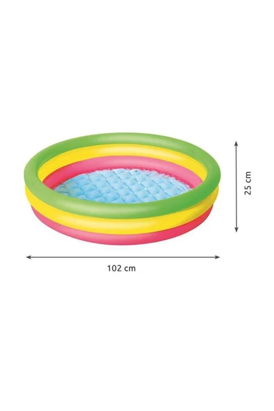 Bw51104 Şişme Taban 3 Halkalı Yuvarlak Çocuk Havuzu 102x25cm Kutulu - 4