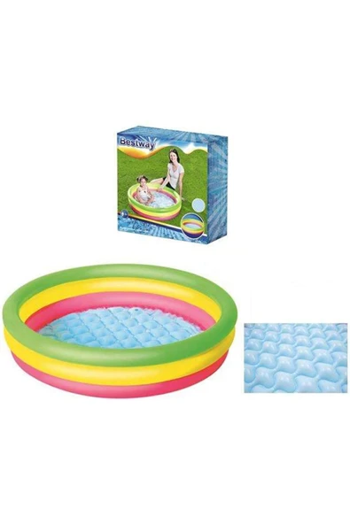 Bw51104 Şişme Taban 3 Halkalı Yuvarlak Çocuk Havuzu 102x25cm Kutulu