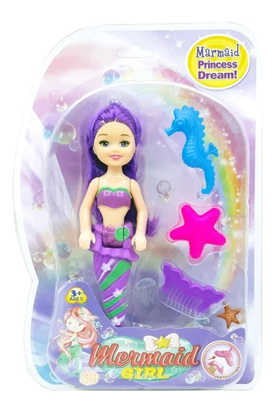 Vakumlu Aksesuarlı Deniz Kızı Oyuncak Bebek Seti 17 Cm 0022