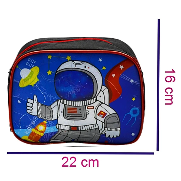 Gen-Of 2 Bölmeli Astronot Okul Sırt Çantası Ve Beslenme Çantası Siyah KOD:1309 - 5
