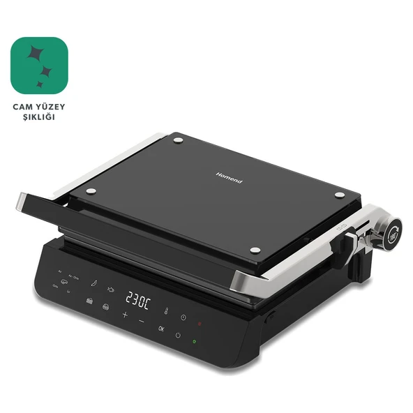 Homend Grilliant 1343H Cam Yüzeyli, 5 Hazır Programlı, Döküm Plakalı, Led Ekranlı Konuşan Tost ve Izgara Makinesi - 2