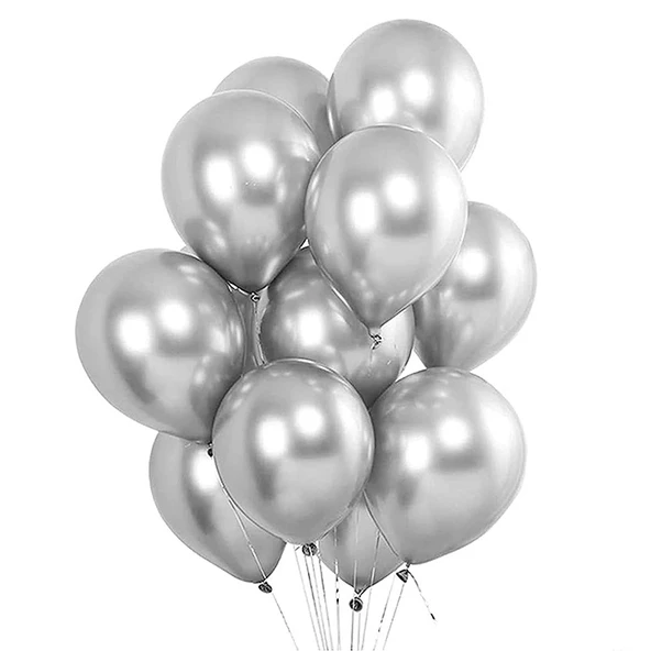 METALİK BALON GÜMÜŞ 10 ADET ürün görseli 1