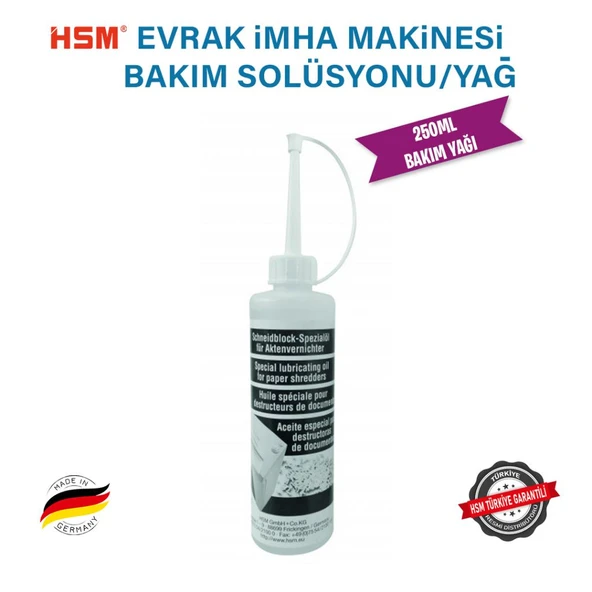 HSM Oil 250ML Evrak imha Makinesi Bakım Yağı / Bakım Solüsyonu - 2
