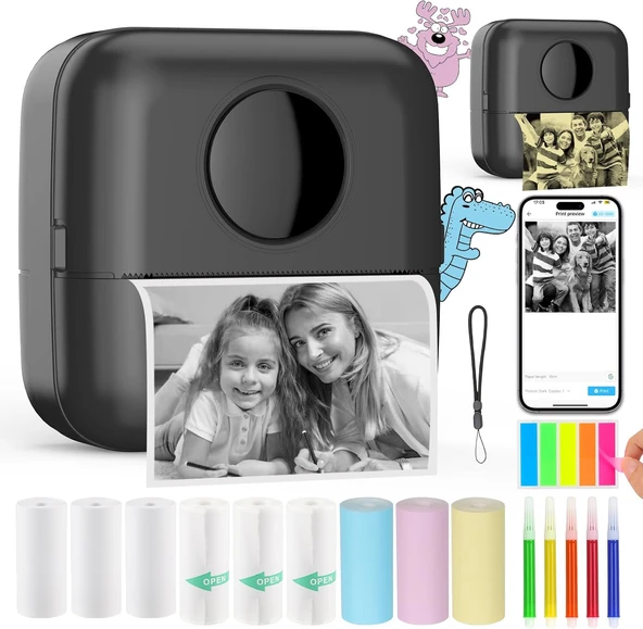 Mini Fotoğraf Resim Yazıcı Kablosuz Etiket Yazıcı Baskı Makinesi Ios Android Uyumlu Termal Printer
