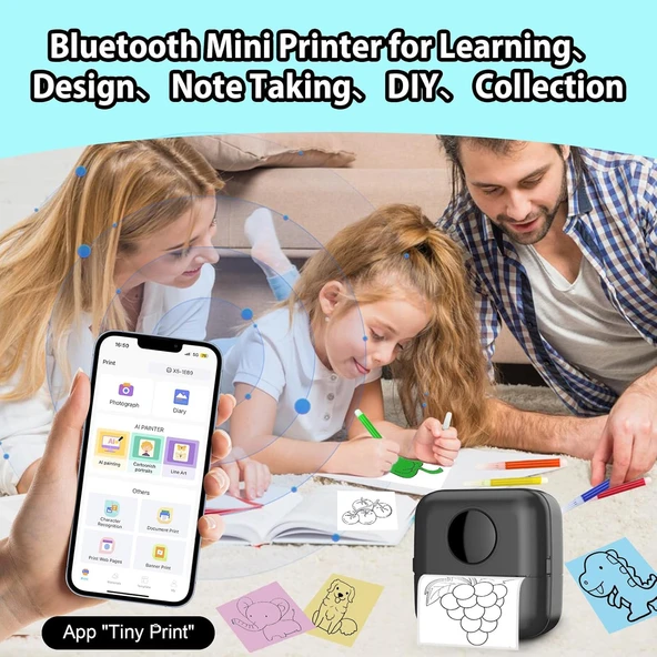 Mini Fotoğraf Resim Yazıcı Kablosuz Etiket Yazıcı Baskı Makinesi Ios Android Uyumlu Termal Printer - 3