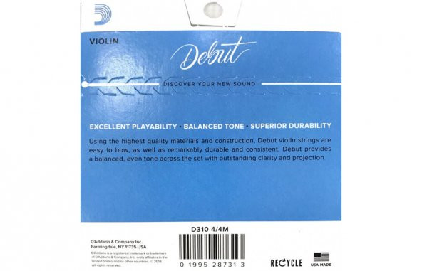 DADDARIO D310 4/4M KEMAN TEL SET,  4/4 , MEDIUM TENSION DAddario, Violin Strings, Debut, 4/4 Medium -Set D310 4/4M - 2