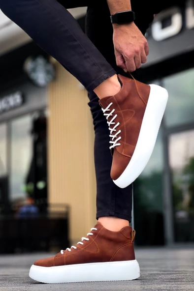 LE10 Bağcıklı Erkek Yüksek Taban Taba Cilt Spor Bot - Resim 3