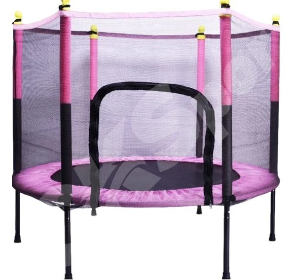 Fileli Büyük Boy Trambolin 140 cm Çap Korumalı Kolay Kurulum  Pembe CKS131