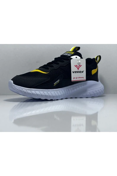 VERON 015 Siyah-Sarı Günlük Bağcıklı Çocuk Spor Ayakkabı - 4