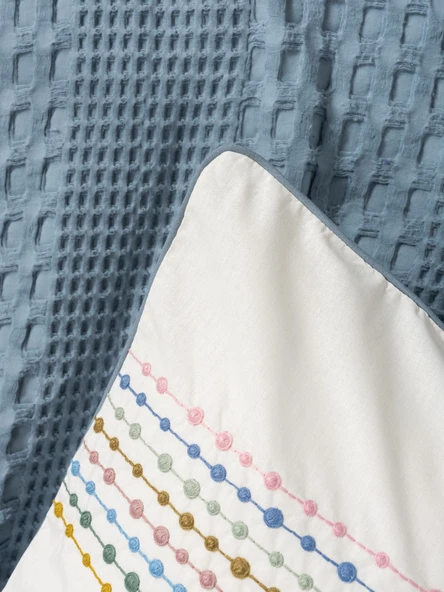 Cottonbox Tek Kişilik Lastikli Çarşaflı Pike Takımı Aura Pebble Indigo - 2