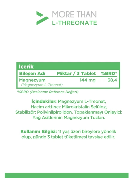 More Than Magnezyum L-Threonate 90 Tablet - Resim 2