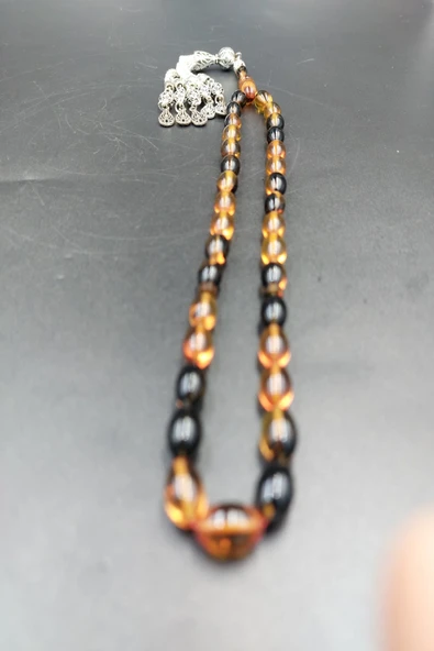 Arpa Kesim Sarı-Siyah Altılı Alpaka Püsküllü Tespih - Resim 6