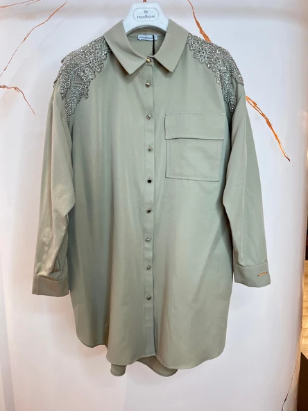 TAŞLI DANTELLİ GÖMLEK - 10