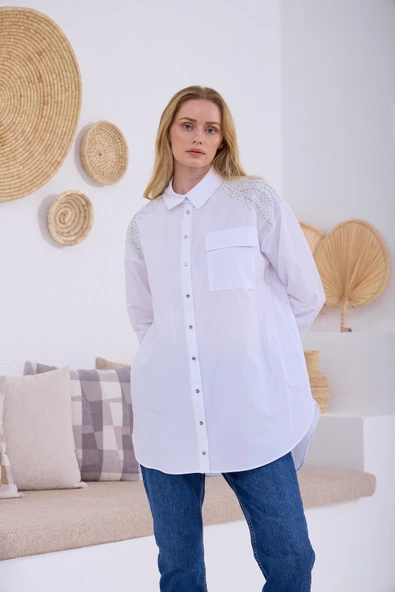 TAŞLI DANTELLİ GÖMLEK