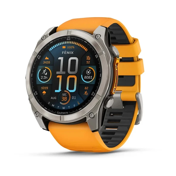 Garmin Fenix 8 – 51mm AMOLED Sapphire Titanyum Turuncu/Grafit Kayışlı - 1