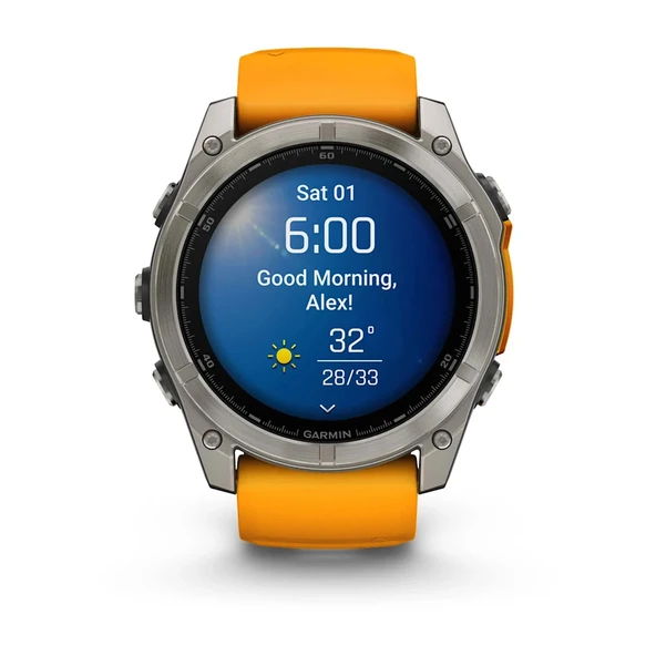Garmin Fenix 8 – 51mm AMOLED Sapphire Titanyum Turuncu/Grafit Kayışlı - 2
