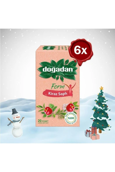 Doğadan Yılbaşı Paketi Form Çay Kiraz Saplı 20'li X 6