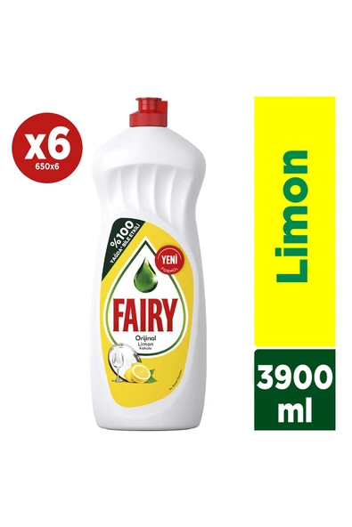 Fairy Bulaşık Deterjanı (6*650 Ml) 3900 Ml Limon