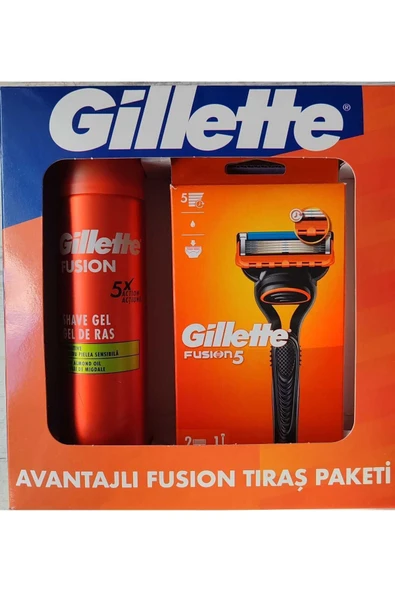 Gillette Fusion5 Makine 2 UP+Tıraş Jeli 200 Ml