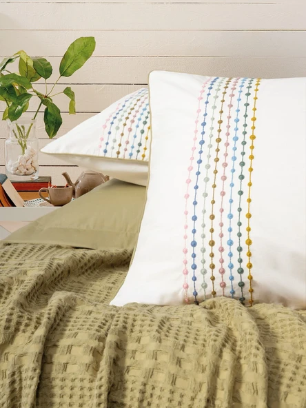 Cottonbox Tek Kişilik Lastikli Çarşaflı Pike Takımı Aura Pebble Hardal - 2