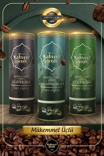 kahveciefendi Filtre Kahve Set (Guatemala , Exlusive Profesional , Colombia)