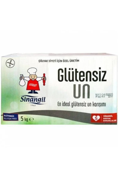 Sinangil Glutensiz Un 5kg (5000GR) Kutu Çölyak Diyetine Uygun